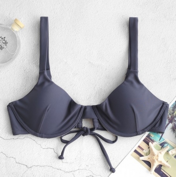 Zaful Other - Zaful NWT small size 4 bathing suit top slate gray